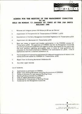 Agenda of Management Committee meeting