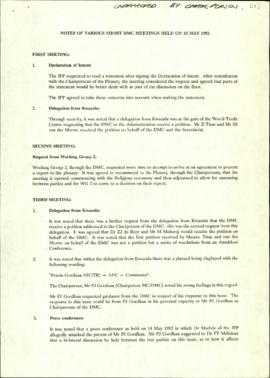 Notes of various short DMC meetings held