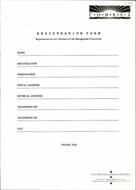 Registration form for representatives and advisors of Management Committee