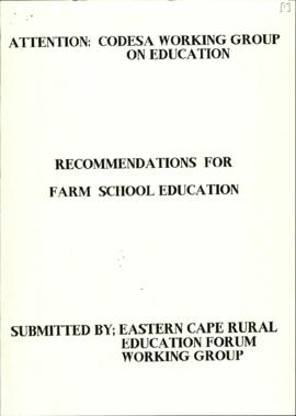 Eastern Cape Rural Education Forum: Recommendations for farm school education