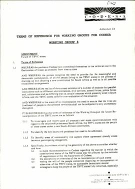 Agreed Terms of Reference for Working Group 4 for CODESA