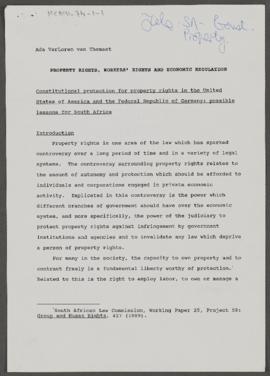 Property Rights, Workers' Rights and Economic Regulation