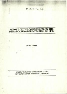 Report of the Commission on the Demarcation/Delimitation of SPRs