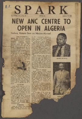 Spark Vol.1 No.11: New ANC Centre to Open in Algeria