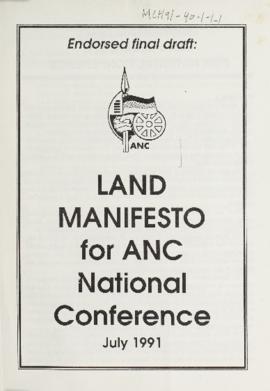 Land Manifesto for ANC National Conference July 1991