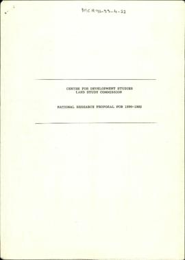 Centre for Development Studies Land Study Commission