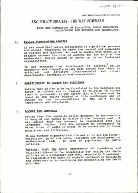 ANC Policy Process - The Way Forward