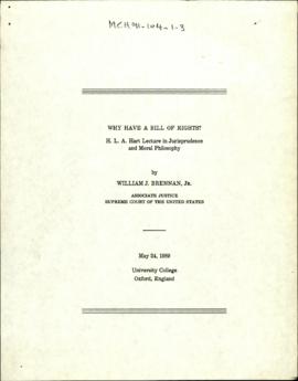 Why have a Bill of Rights? - H.L.A. Hart Lecture in Jurisprudence and Moral Philosophy