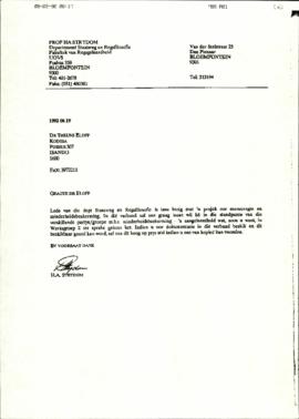 Letter from HA Strydom to Dr Theuns Eloff re: Request for the terms of reference for the Working ...