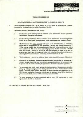 Terms of Reference – Sub-Committee on matters related to WG3.