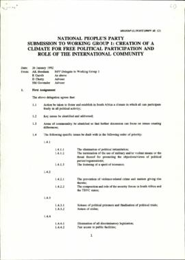 National People’s Party: Creation of a climate for free political participation and the role of t...