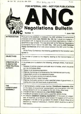 ANC Negotiations Bulletin Number 11