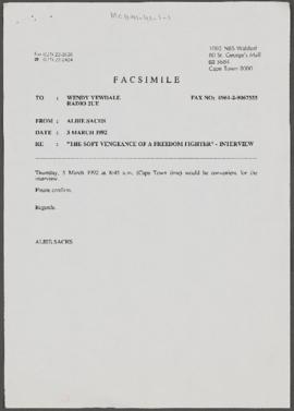 Facsimile - Re: "The Soft Vengeance of a Freedom Fighter' - Interview [and related documents]