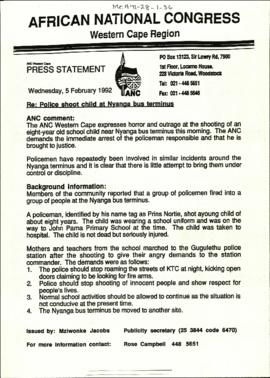 Re: Police shoot child at Nyanga bus terminal