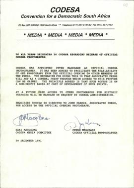 Release of official CODESA photographs