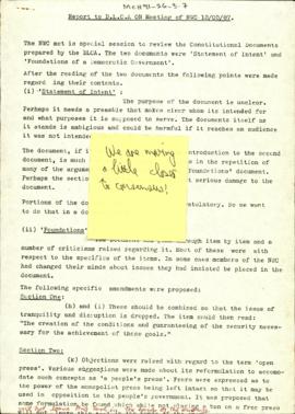 Report to D.L.C.A. ON Meeting of NWC 13/03/87