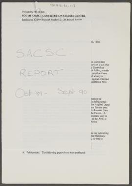 Report for Period October 1. 1989 to September 30, 1990