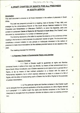 A Draft Charter of Rights for All Prisoners in South Africa