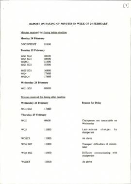 Report on faxing of minutes in week