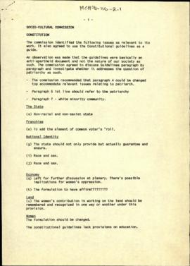 Socio-Cultural Commission: Constitution