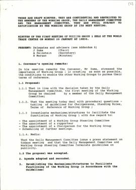 Minutes of the first meeting of Working Group 1