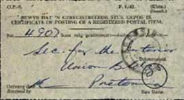 Certificate of Posting of a Registered Postal Item