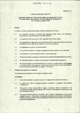 Position Paper of the South African Communist Party on the First Assignment of the Terms of Refer...