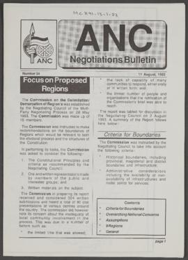 ANC Negotiations Bulletin Number 34: Focus on Proposed Regions