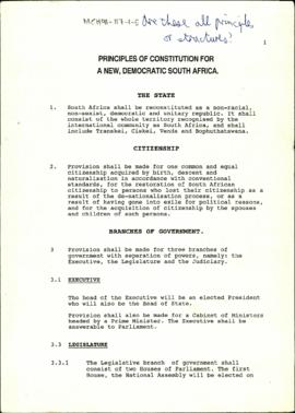 Principles of Constitution for a New, Democratic South Africa