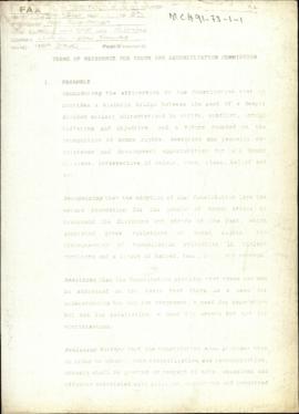 Terms of Reference for Truth and Reconciliation Commission