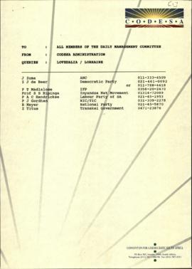 Fax message re: Draft minutes of 5 May 1992