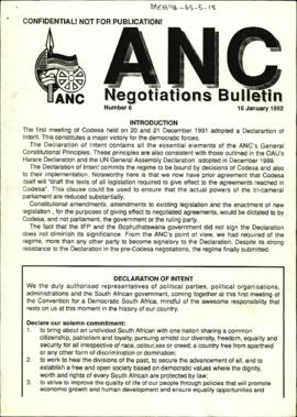 ANC Negotiations Bulletin Number 6