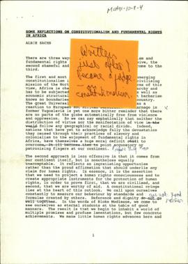 Some Reflections on Constitutionalism and Fundamental Rights in Africa