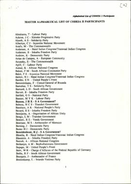 .Master alphabetical list of CODESA 2 Participants