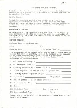 Telephone application form