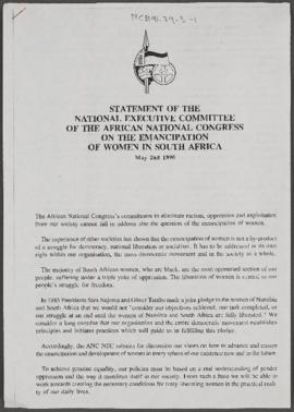 Statement of the National Executive Committee of the African Congress on the Emancipation of Wome...