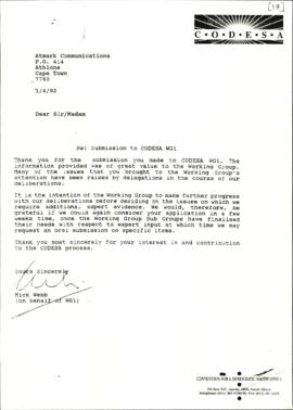 Acknowledgement of submission received from Atmark Communications