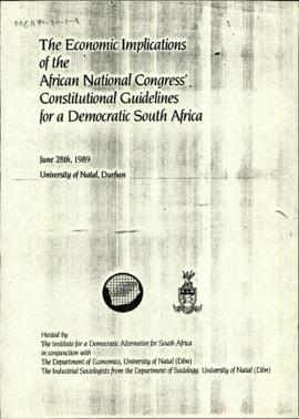 The Economic Implications of the African National Congress' Constitutional Guidelines for a Democ...