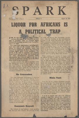 Spark Vol.1 No.2: Liquor for Africans is a Political Trap