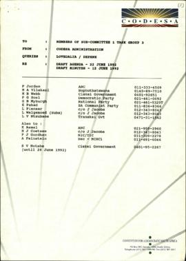 List of members of SC1TG1 stapled together with
Notice of meeting, Draft Agenda for the meeting