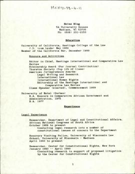 Heinz Klug Resume