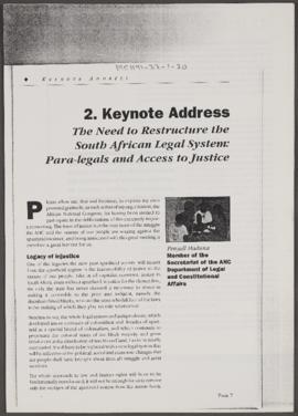 
Keynote Address: The Need to Restructure the South African Legal System: Para-legals and Access ...