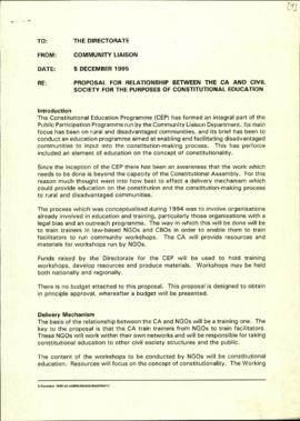 5 December 1995. Proposal for relationship between the CA and civil society for the purposes of c...