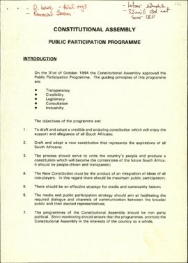 Constitutional Assembly Public Participation Programme