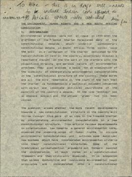 The Environment, Human Rights and a New South African Constitution