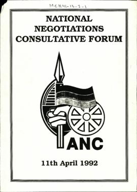 National Negotiations Consultative Forum [and related documents]