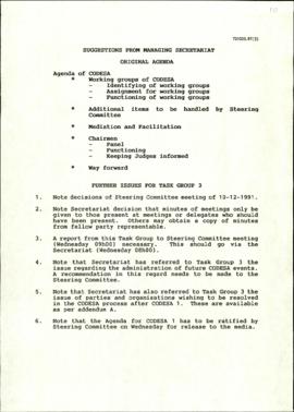 Group 3 meeting – document entitled “Suggestions from Managing Secretariat – original agenda”