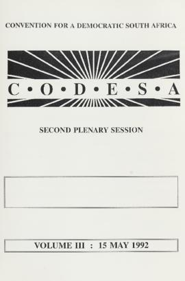 Plenary Session of CODESA 2 Vol III