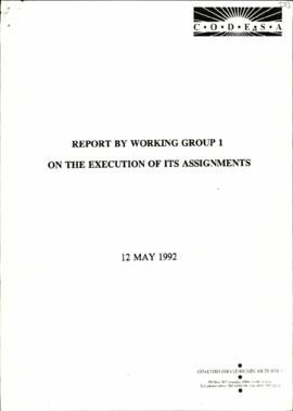 Report by WG1 on the execution of its assignment