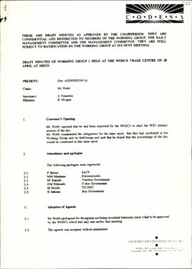 Draft minutes of Working Group 1